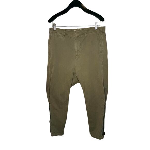 Nili Lotan 8 Slouchy $395 Drop Crotch Jackson Pants Ankle Zip Cotton Paris Green - Picture 2 of 9